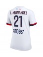 Billige Paris Saint-Germain Lucas Hernandez #21 Bortedrakt Dame 2025-26 Kortermet